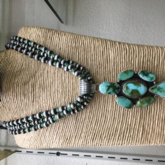 Pendant and Sterling Silver and Turq. bead Necklace