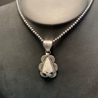 White Buffalo  Pendant and Pearl Chain