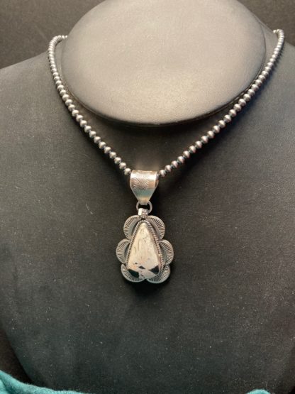 White Buffalo  Pendant and Pearl Chain